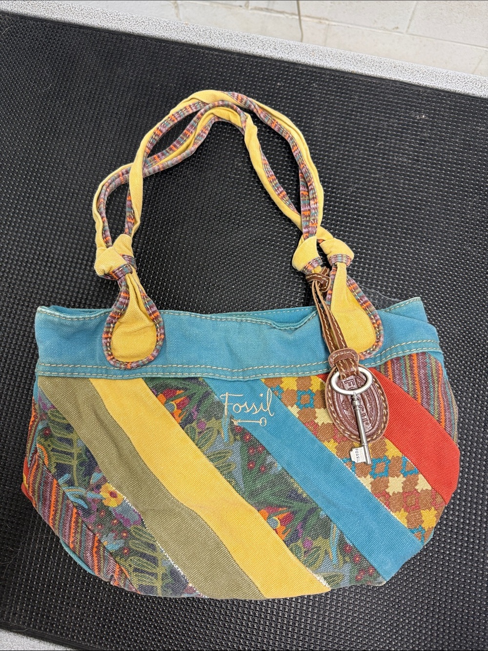 Fossil Multicolor Stripe Canvas Shoulder Bag